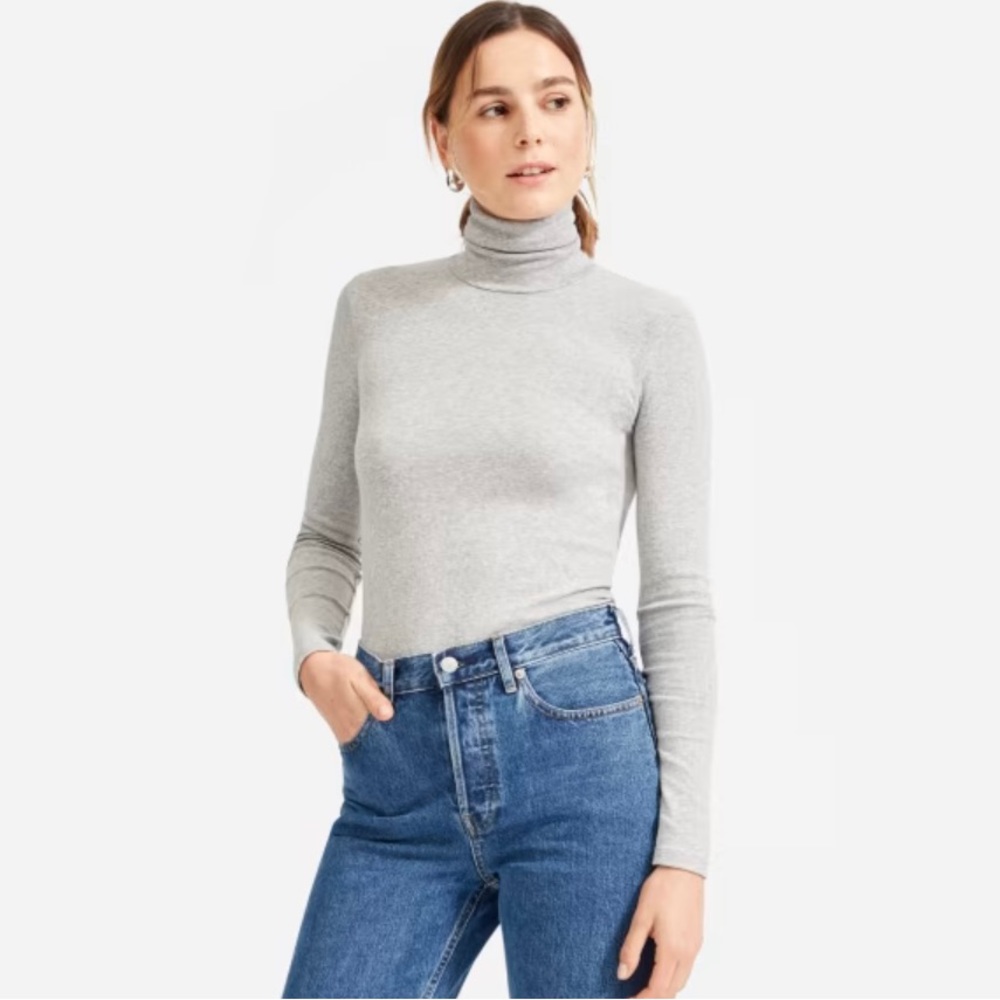 The Pima Micro-Rib Turtleneck Heathers Gray (Size S)